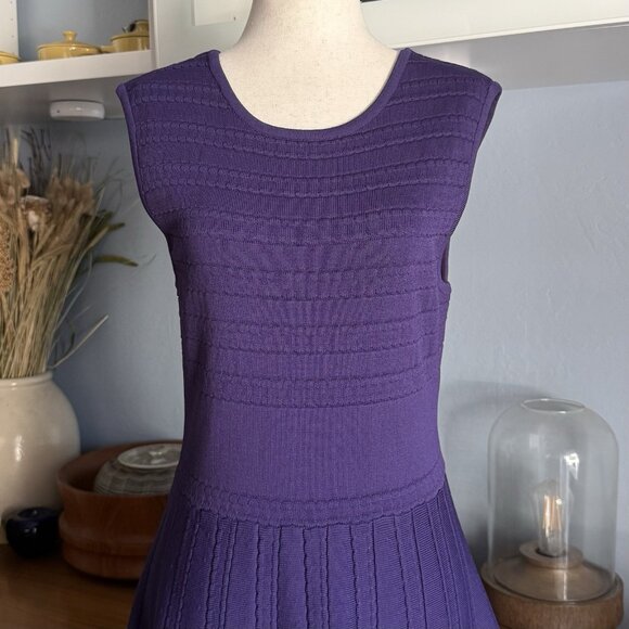 LK Bennett Dr Lupita Hydrangea Purple Stretch Knit Fit & Flare Dress Size M - Picture 3 of 10